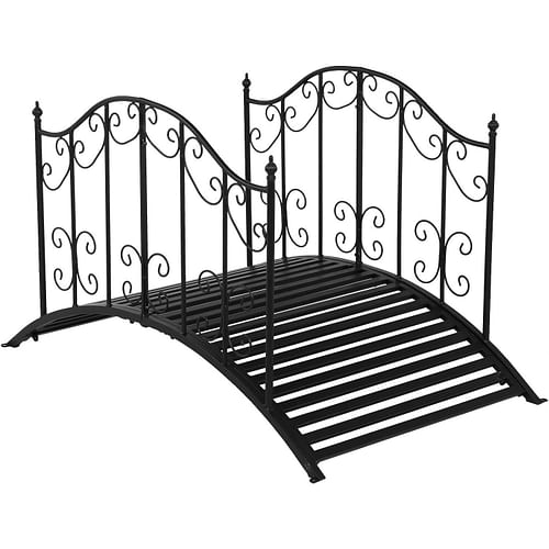 Sturdy Outdoor Rust-Proof 4-Foot Black Metal Arch Garden Bridge - Free Shipping