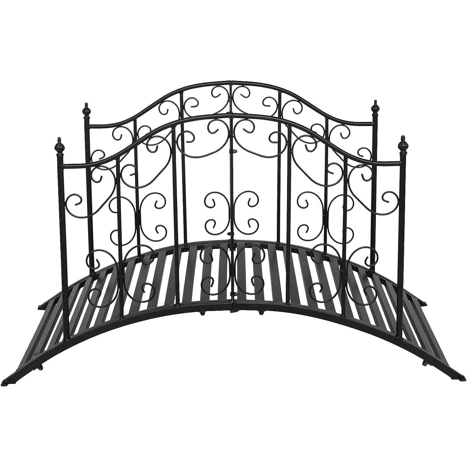 Sturdy Outdoor Rust-Proof 4-Foot Black Metal Arch Garden Bridge - Free Shipping