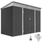 9' x 4' Galvanized Steel Garden Storage Shed with Lockable Doors, Gloves and 2 Air Vents for Backyard, Patio, Lawn