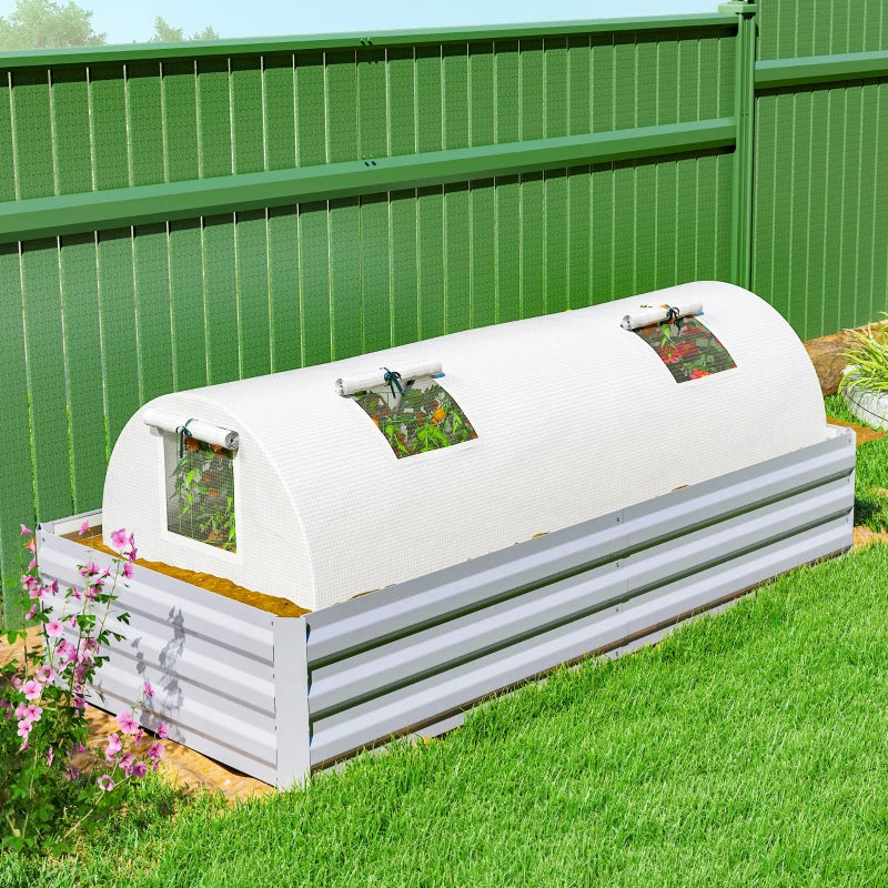 Portable Mini Greenhouse, Tunnel Growing Tent with 5 Mesh Windows and Steel Frame,7' x 3' x 2', White