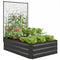 Galvanized Raised Garden Bed with Trellis for Climbing Plants, Outdoor Planter Box with Open Bottom, Black