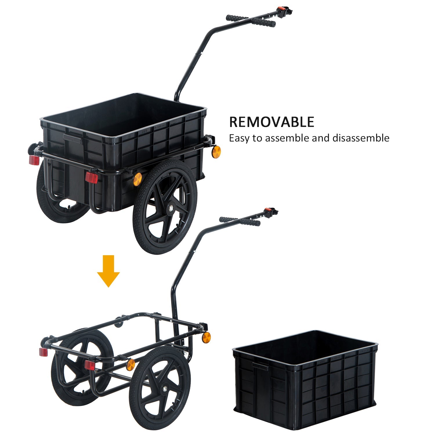 Aosom Multi-functional Bicycle Cargo Trailer Steel Large Bike Luggage Cart Carrier Black 