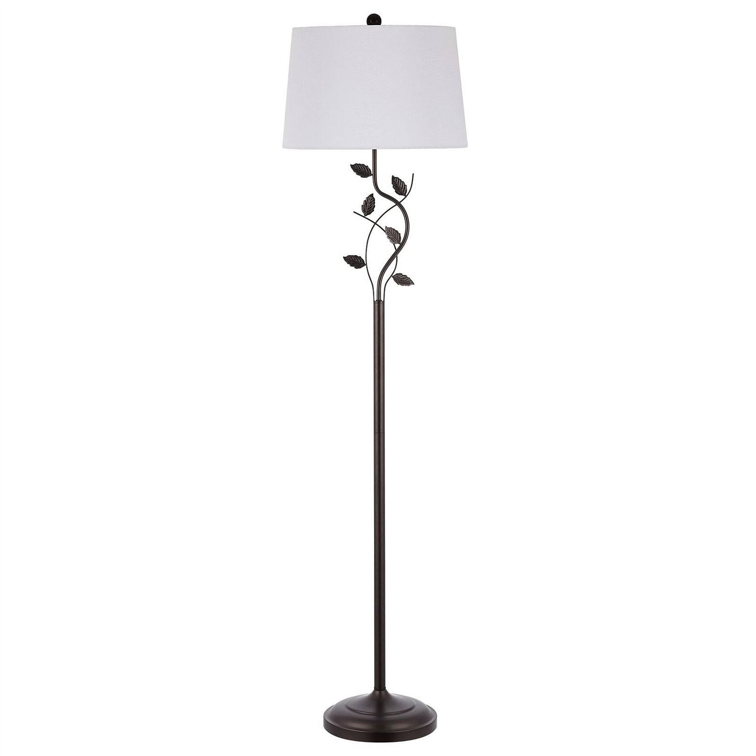 Vine Leaves Floor Lamp in Bronze Finish with White Shade - Free Shipping