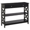 HOMCOM Sofa Side Table Console with Storage Shelves Drawers for Living Room Entryway X Frame Black