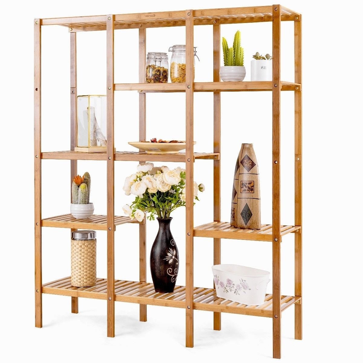 Eco-Friendly Bamboo 4-Shelf Bookcase Storage Rack - Free Shipping