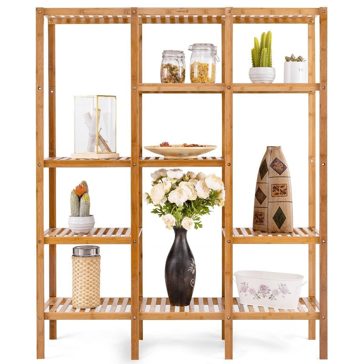 Eco-Friendly Bamboo 4-Shelf Bookcase Storage Rack - Free Shipping