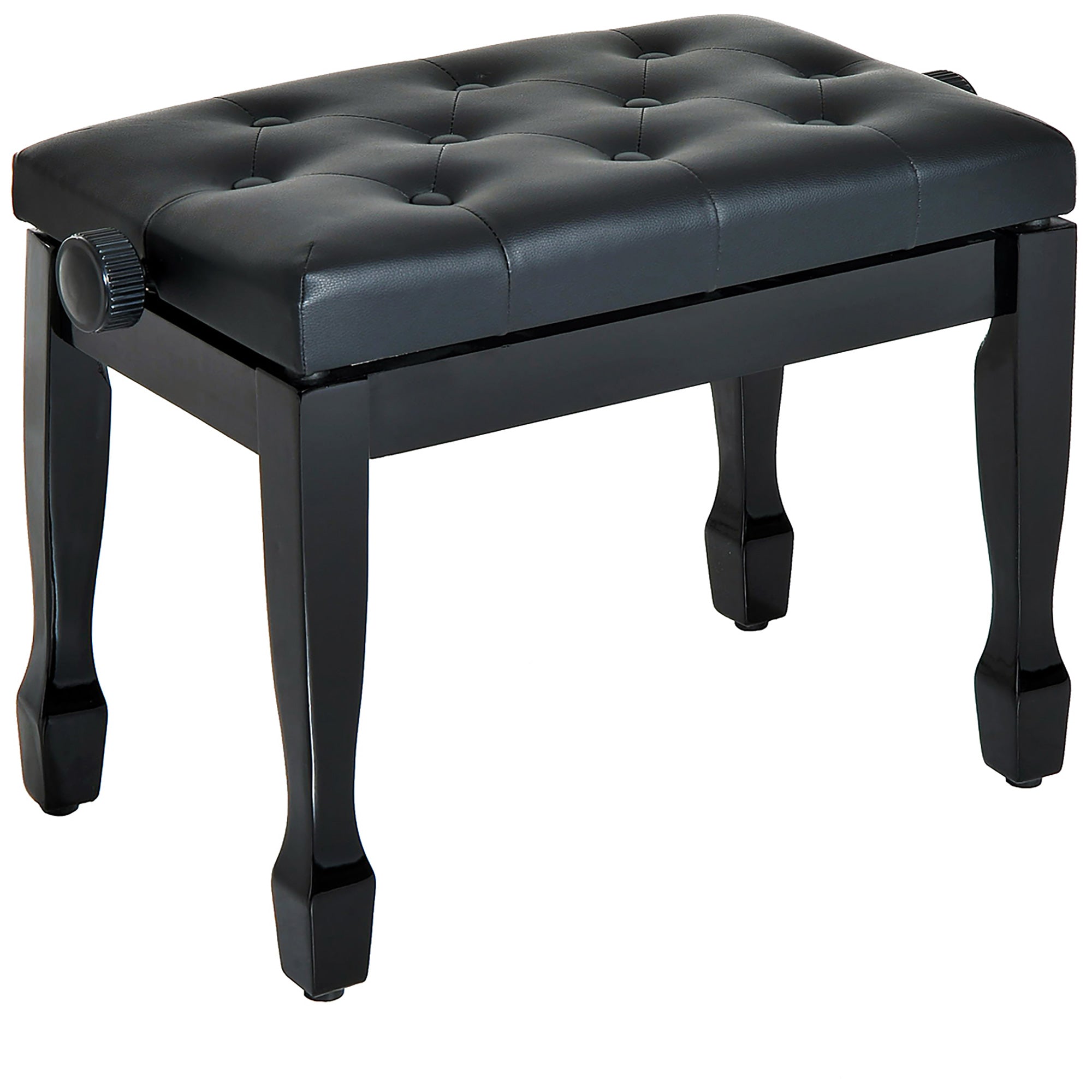HOMCOM Adjustable Padded Piano Bench 25" Wooden Artist Keyboard Stool Chair Black 
