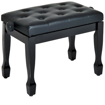HOMCOM Adjustable Padded Piano Bench 25" Wooden Artist Keyboard Stool Chair Black 