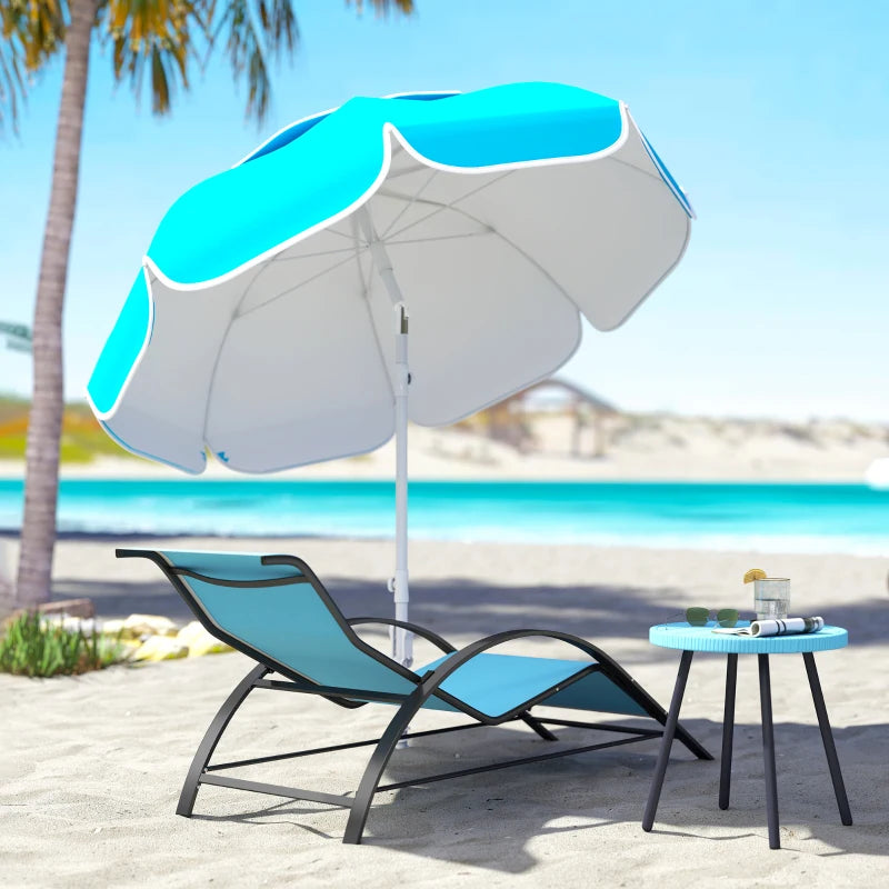 6 ft Beach Umbrella Portable with Sand Anchor, Carry Bag, Adjustable Height & Tilt, UPF50+ UV Protection, Blue