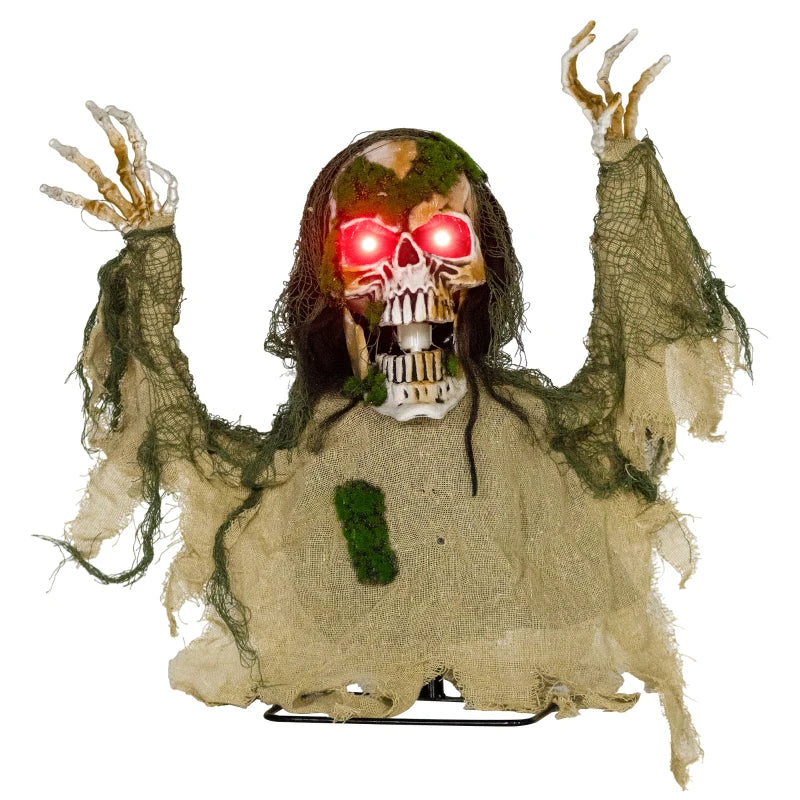 Outsunny Animated Skeleton – LED Eyes, Battery Operated Halloween Animatronic Decoration 