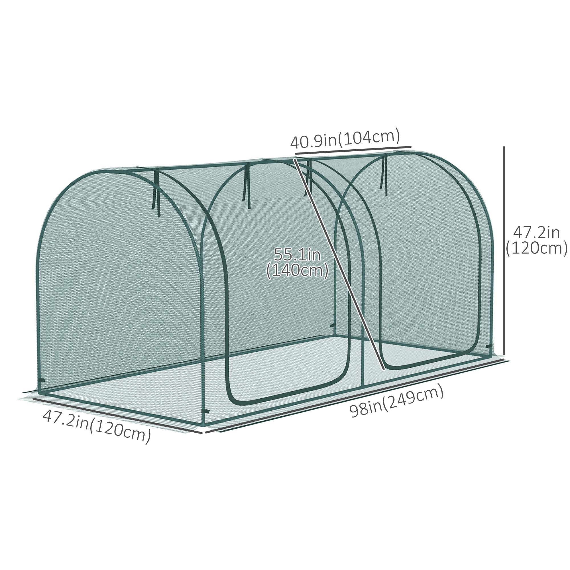 Outsunny 8 x 4ft Hoop House, Insect-Proof Zippered Tent with Reinforced Stakes for Veggies & Flowers, Green 
