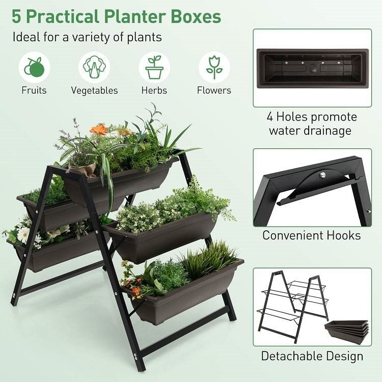 3 Tier Patio Raised Garden Bed Planter Boxes Herbs Flowers Vegetables - Free Shipping 