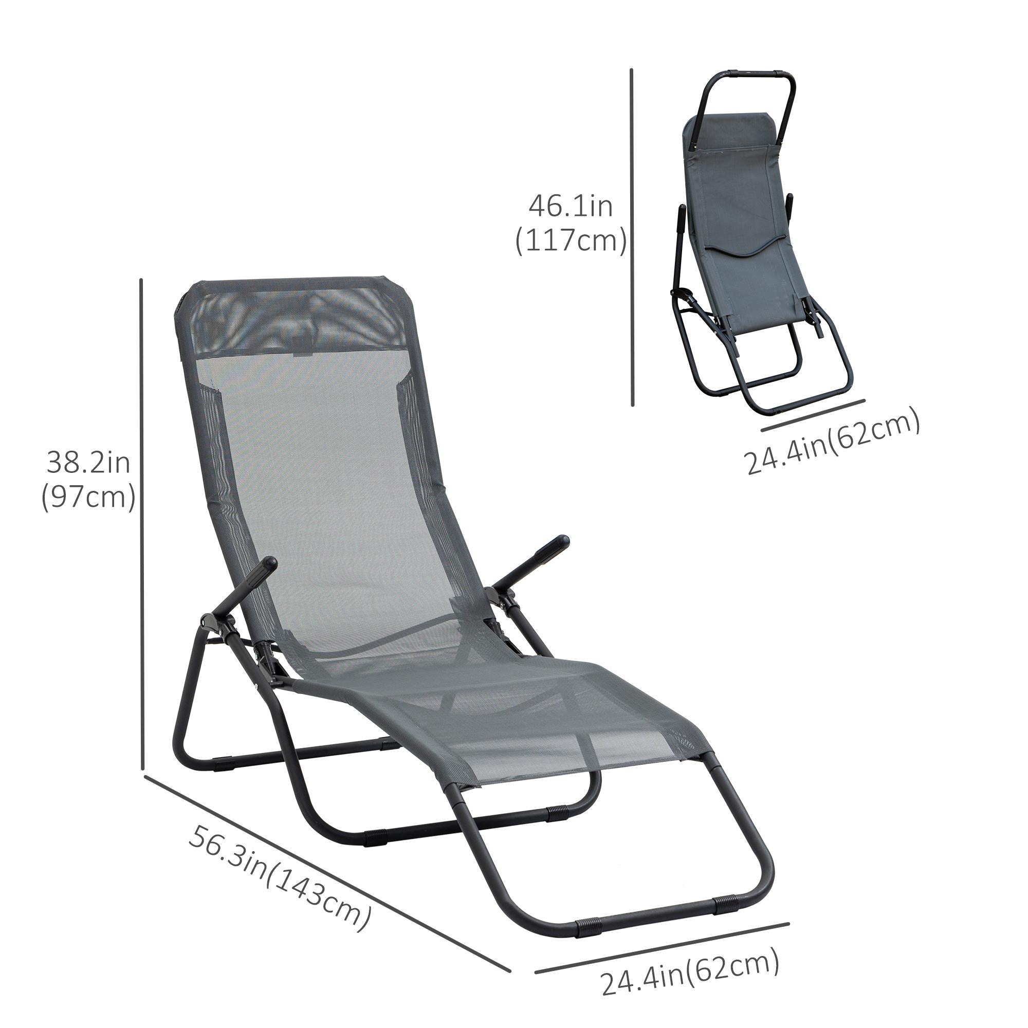 Outsunny Mesh Tranquility: Zero Gravity Lounge Chair Recliners, Folding Rocking Chair, Outdoor Chaise Lounge for Beach, Poolside, Grey 