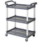 HOMCOM Large 3-Tier Metal Utility Cart Rolling Storage Trolley with Shelves for Restaurant Hotel Living Room Silver
