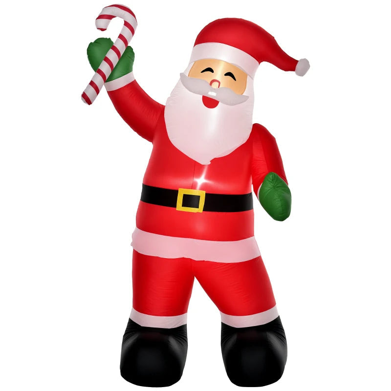 Outsunny 8ft Inflatable Christmas Santa Claus – LED Light-Up Blessings Sign, Outdoor Blow-Up Yard Display 