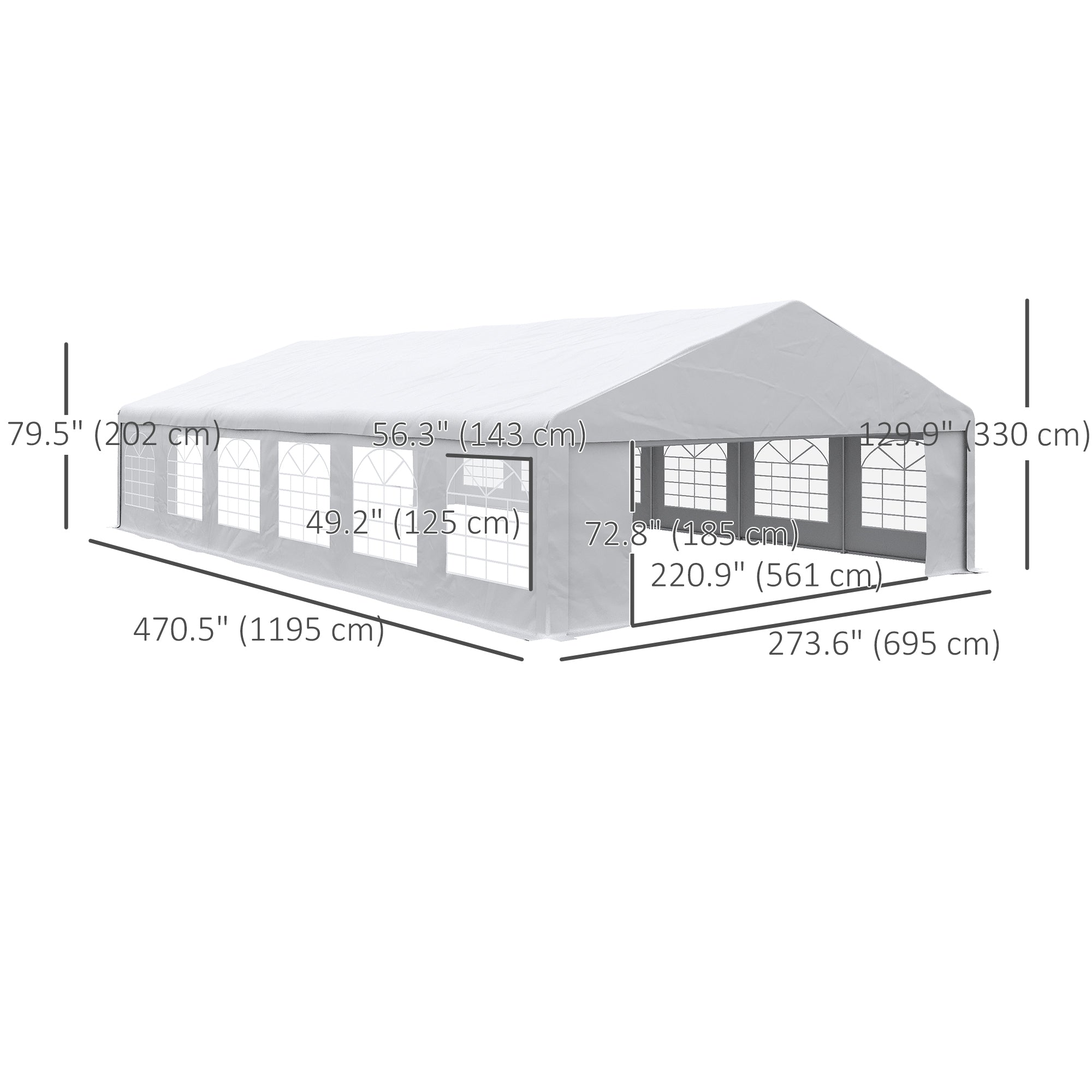 Outsunny 23' x 39' Party Tent, Heavy Duty Outdoor Canopy Tent Shelter with 2 Doors and 12 Windows for Parties, Events, White 