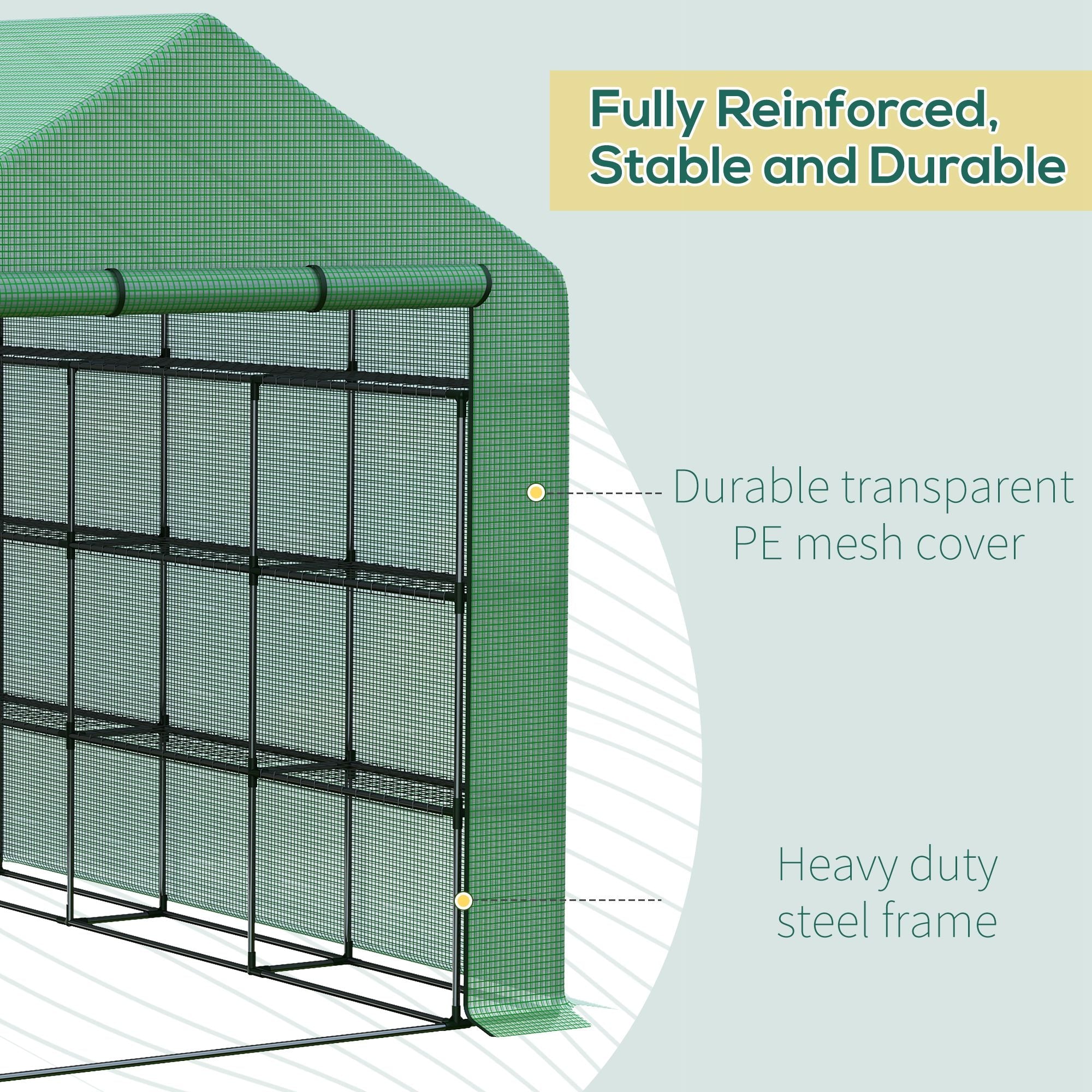 Outsunny 8' x 6' x 7' Portable Walk-In Greenhouse Hot House with 18 Shelves,  Water/UV Resistant Weather Cover, & Roll Up Door 
