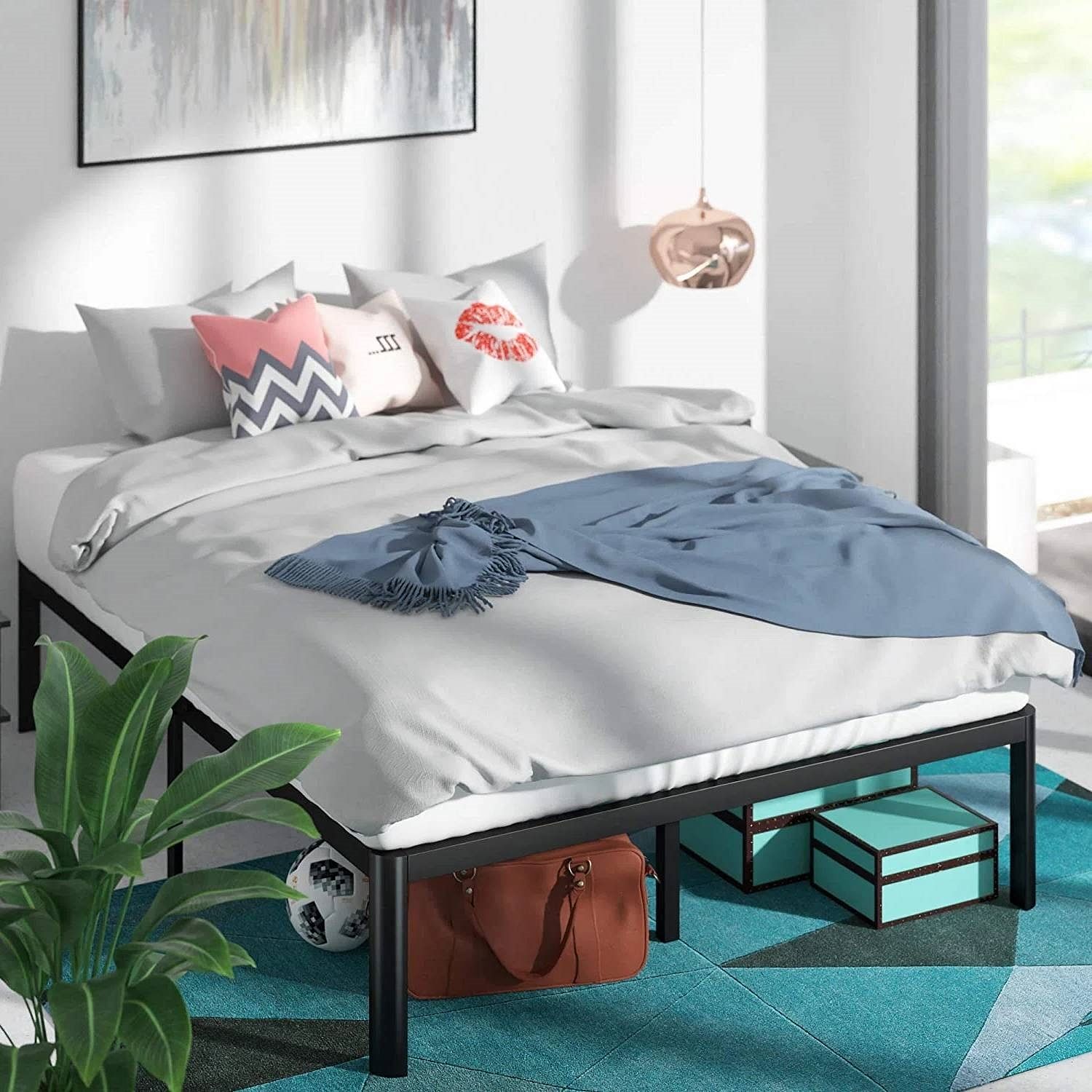 King Metal Platform Bed Frame with Rounded Legs 700 lbs Weight Capacity - Free Shipping