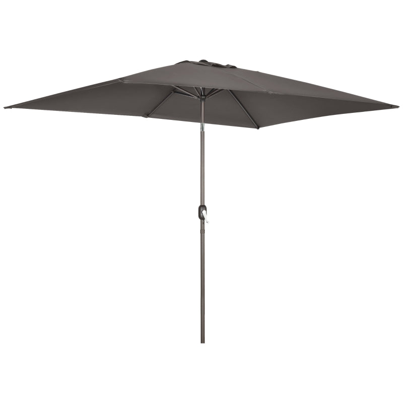 6.5x10ft Patio Umbrella, Rectangle Market Umbrella, Dark Grey