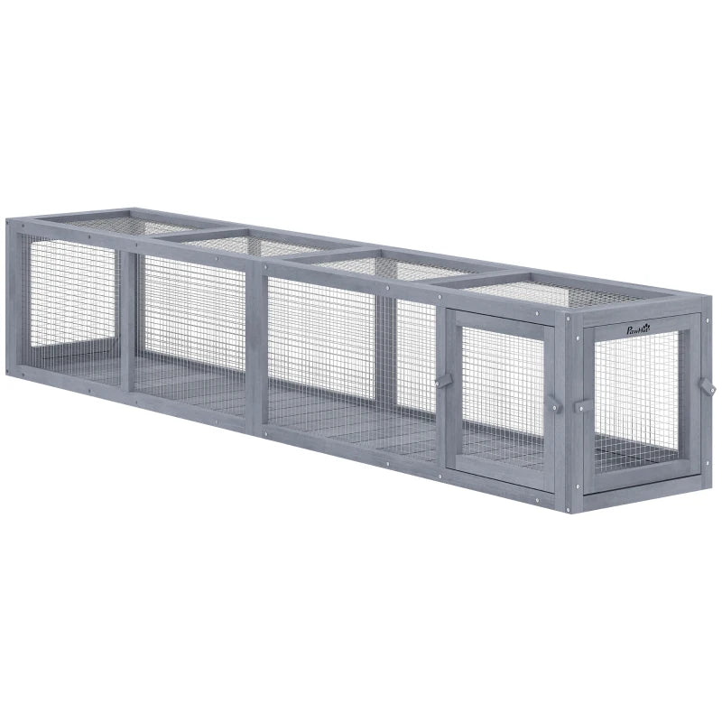79" Long Cat Tunnel, Cat shelter L- Shape with Extendable Design for Indoor/Outdoor Use with Removable Door, Light Grey