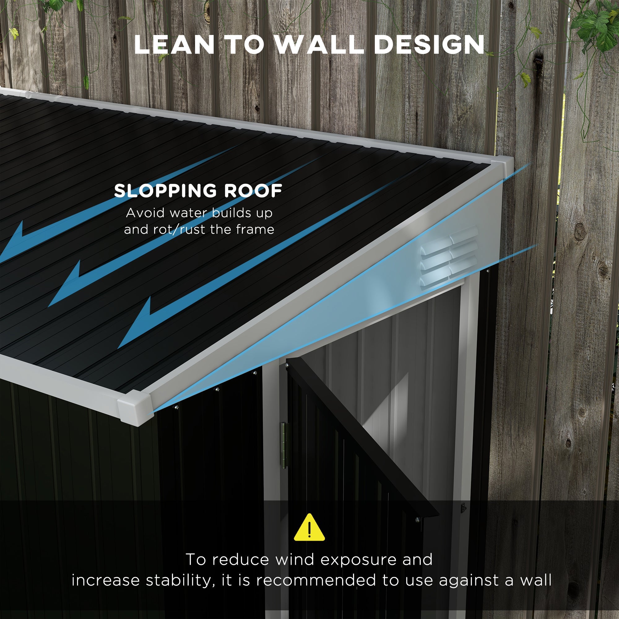 Outsunny 4x6 ft Metal Garden Shed Outdoor Storage Lean-To Tool House with Lockable Door Air Vents for Backyard Patio Lawn 