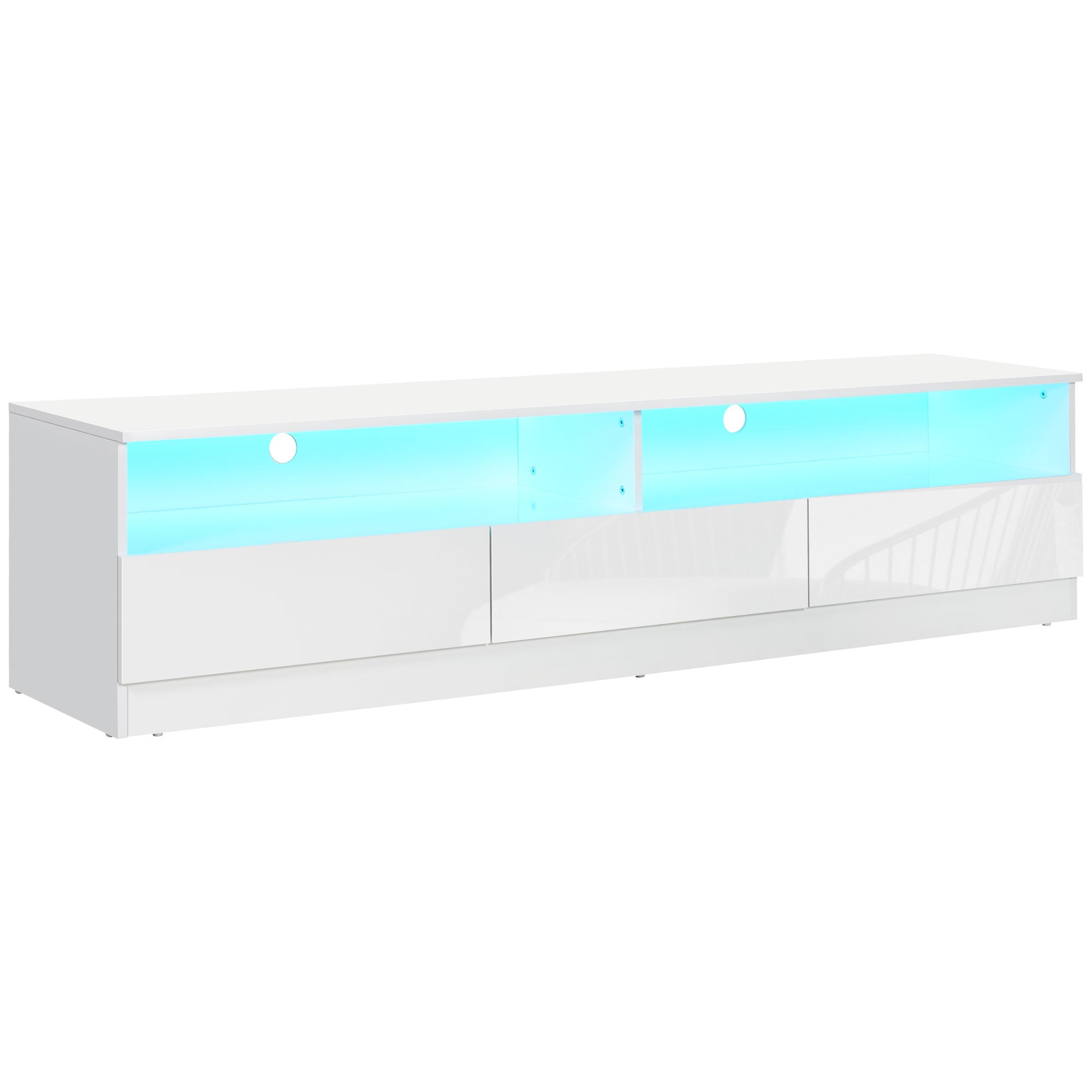 HOMCOM LED TV Cabinet: 71" High Gloss, Modern Storage Unit, Entertainment Center, White 
