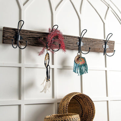 Wooden 4 Hooks Rack 