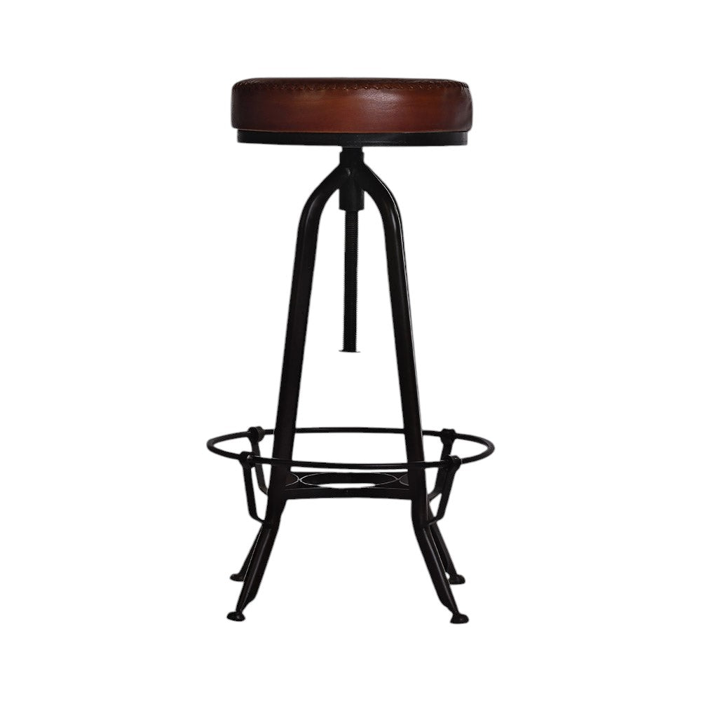 Industrial Bar Stool, Leather 
