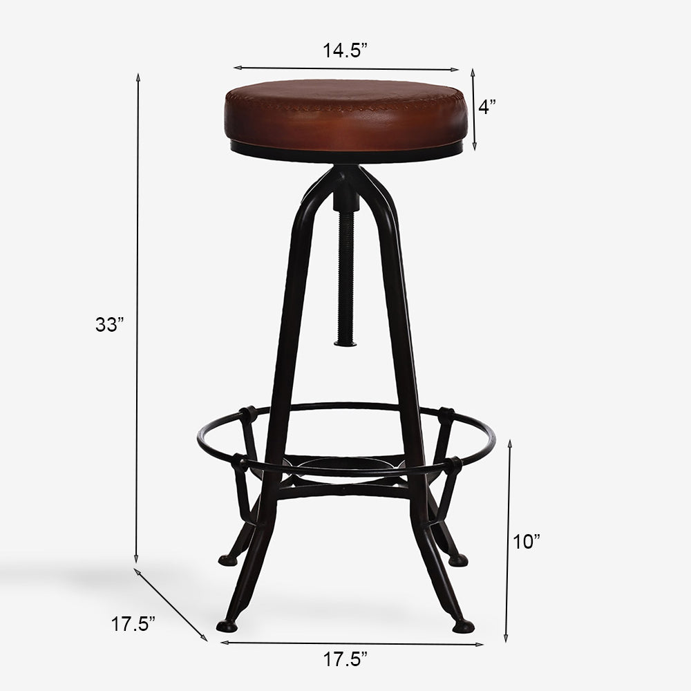 Industrial Bar Stool, Leather 