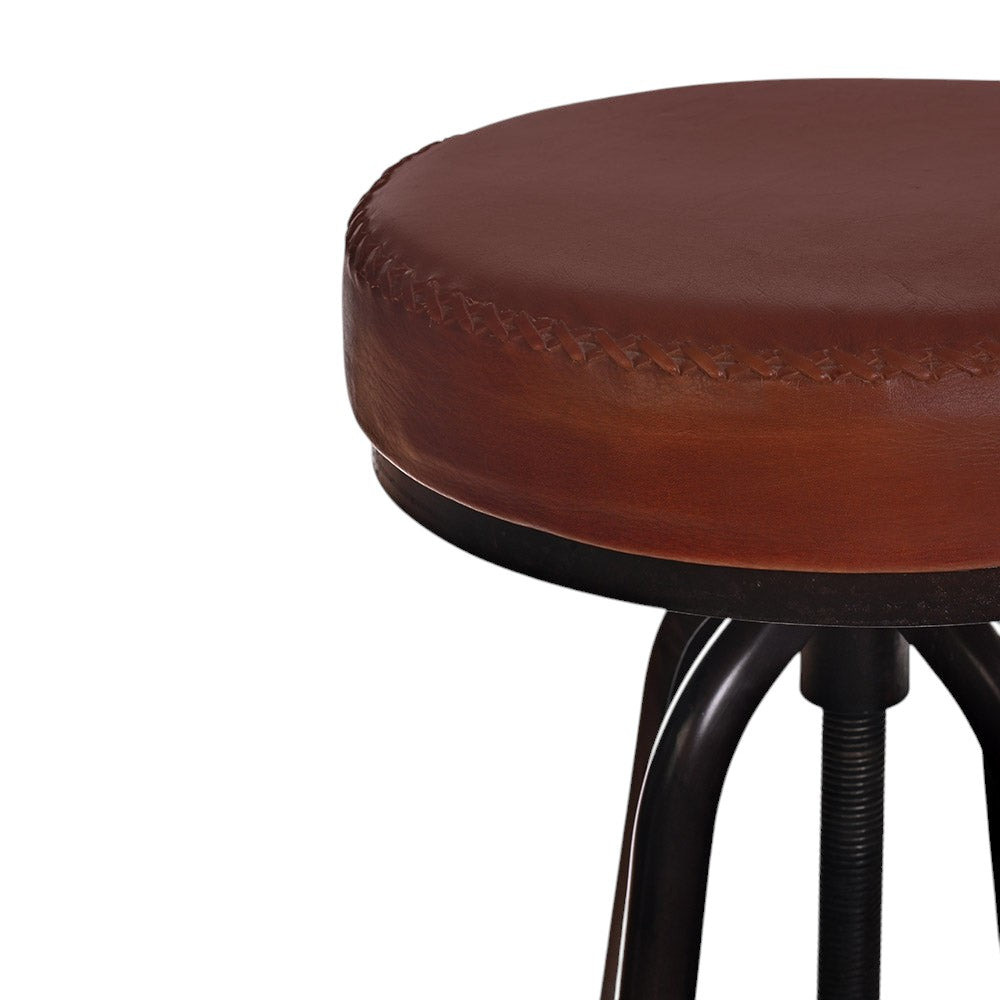 Industrial Bar Stool, Leather 
