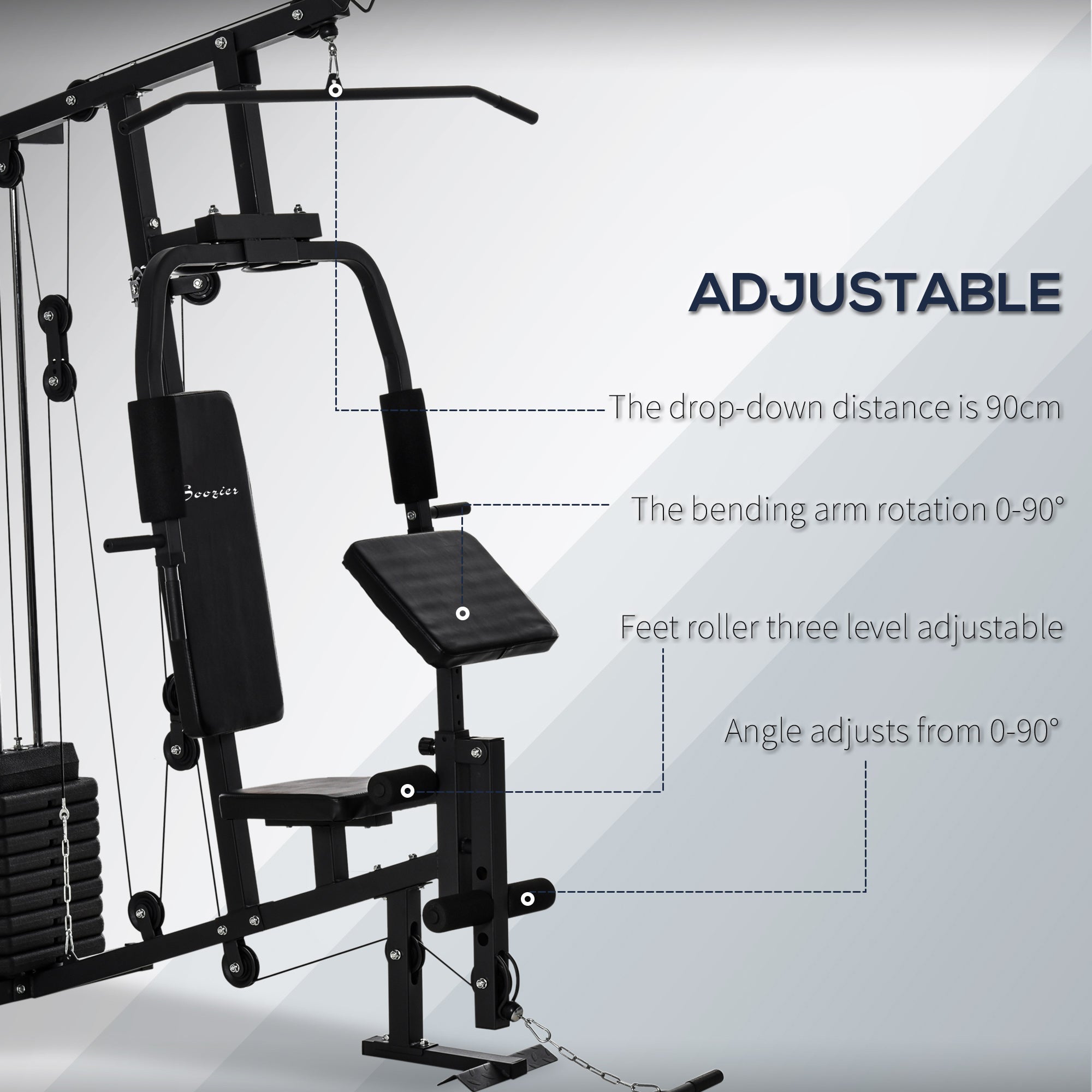 Soozier Multifunction Home Power Exercise Gym System Weight Training Exercise Workout Station Fitness Strength Machine for Whole Body 
