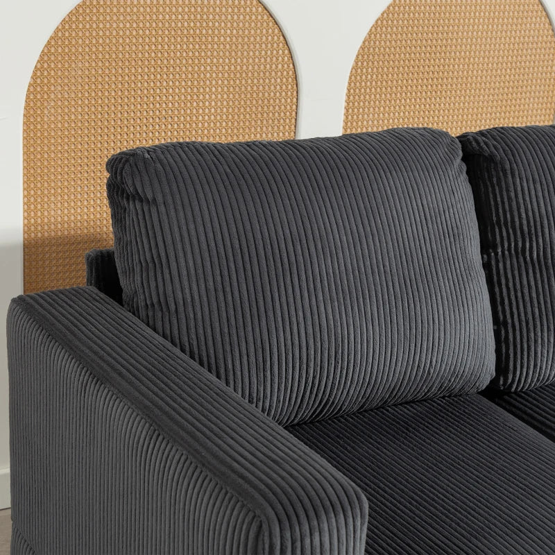 L Shaped Couch, L Shape Sofa with Chaise Lounge and Spring Cushion for Living Room, Bedroom, Charcoal Grey