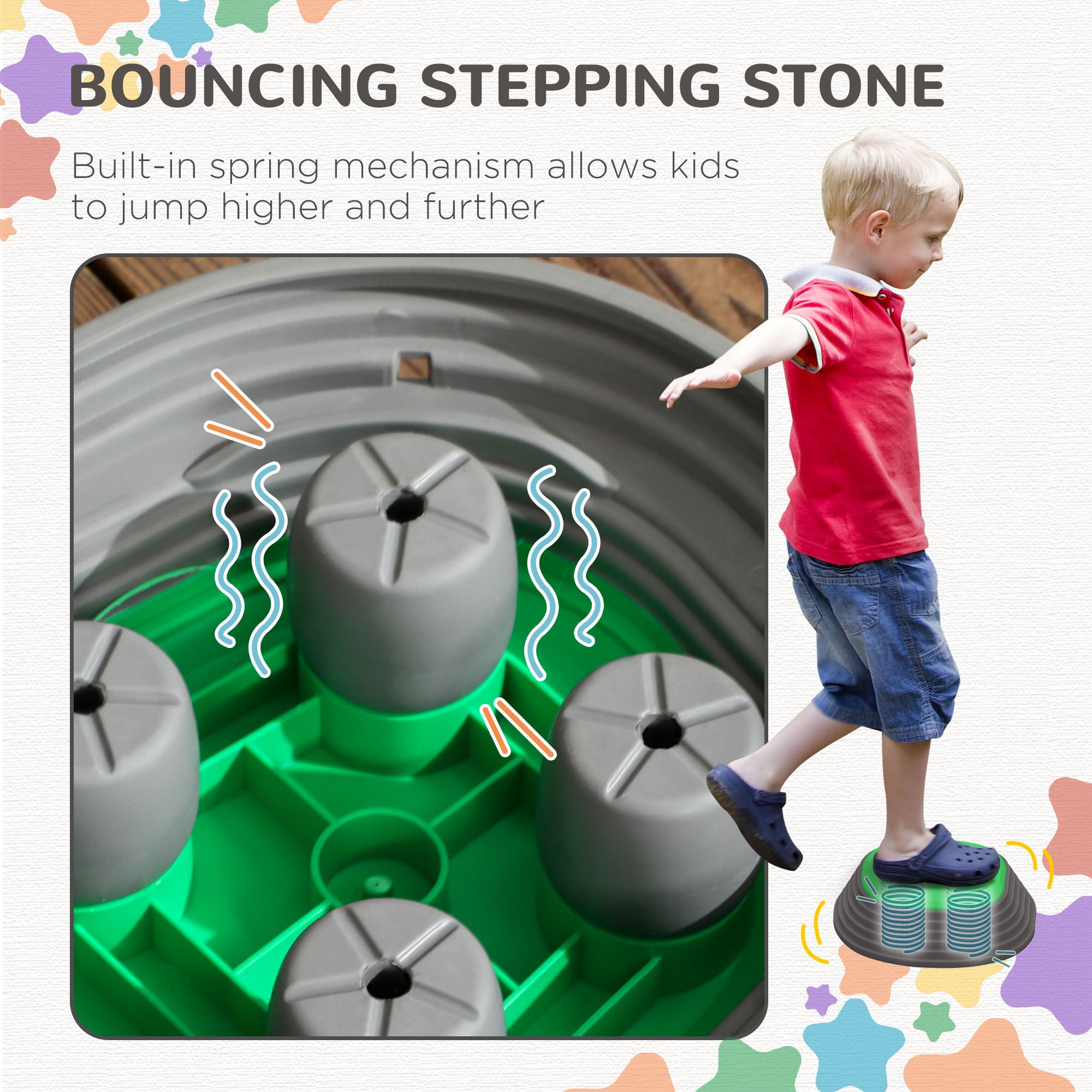 Outsunny Kids Balance Stepping Stones 11 pcs Set, Fun Indoor Outdoor Play Equipment for Obstacle Courses 