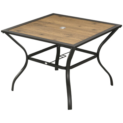 Outsunny Square Outdoor Dining Table for 4 with PC Board Top Patio Table for Backyard Poolside Garden Mixed Brown 