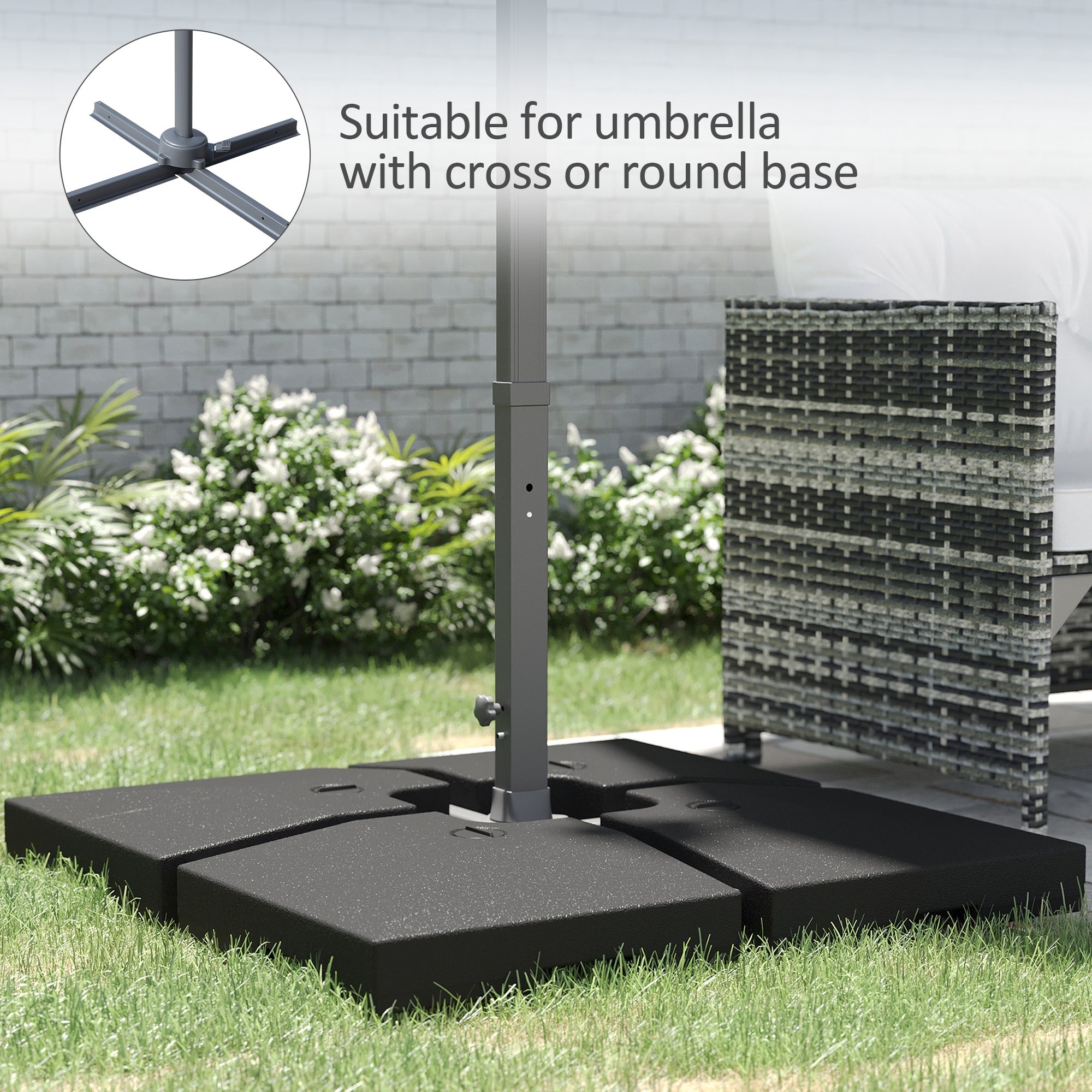Outsunny Heavy Duty Square 4 Piece Offset Cantilever Umbrella Stand Weighted Base 