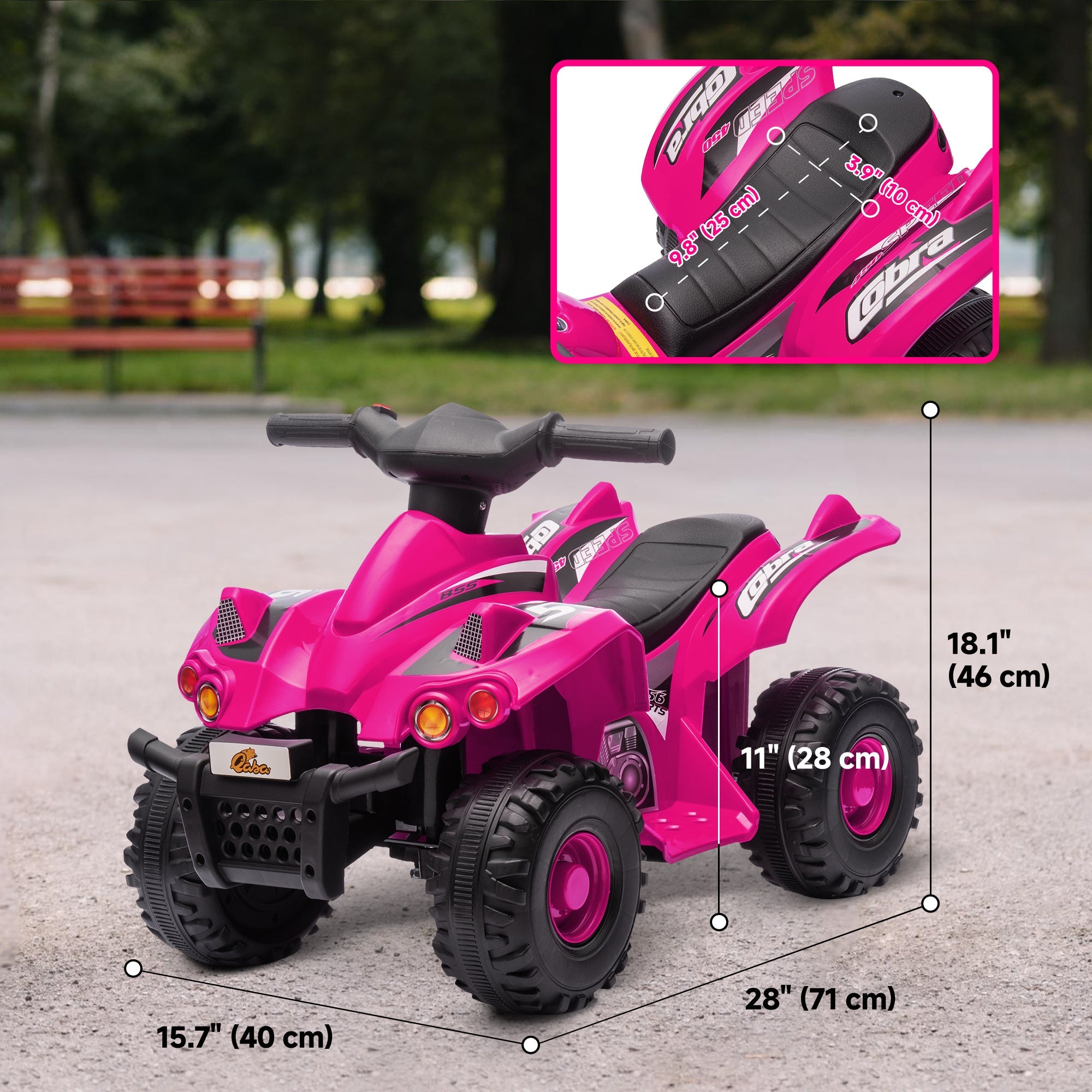 Qaba 6V Kids ATV Quad w/ Music, Forward, for 2-6 Years, Pink 