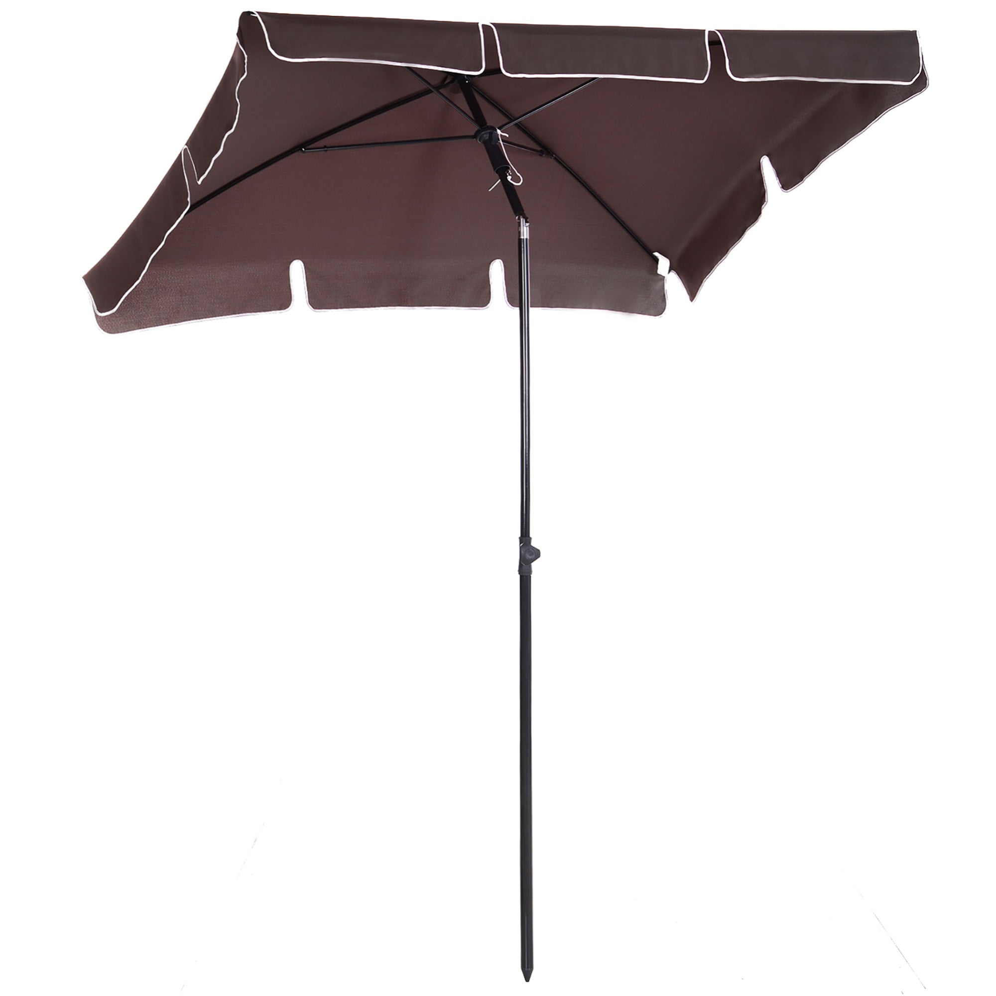 Outsunny 7x4ft Rectangle Patio Umbrella: Aluminum Tilt UV Protection Sun Shade for Outdoor, Coffee 