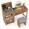 Vanity Desk with LED Lighted Mirror, Jewelry Storage, Charging Station & Cushioned Stool