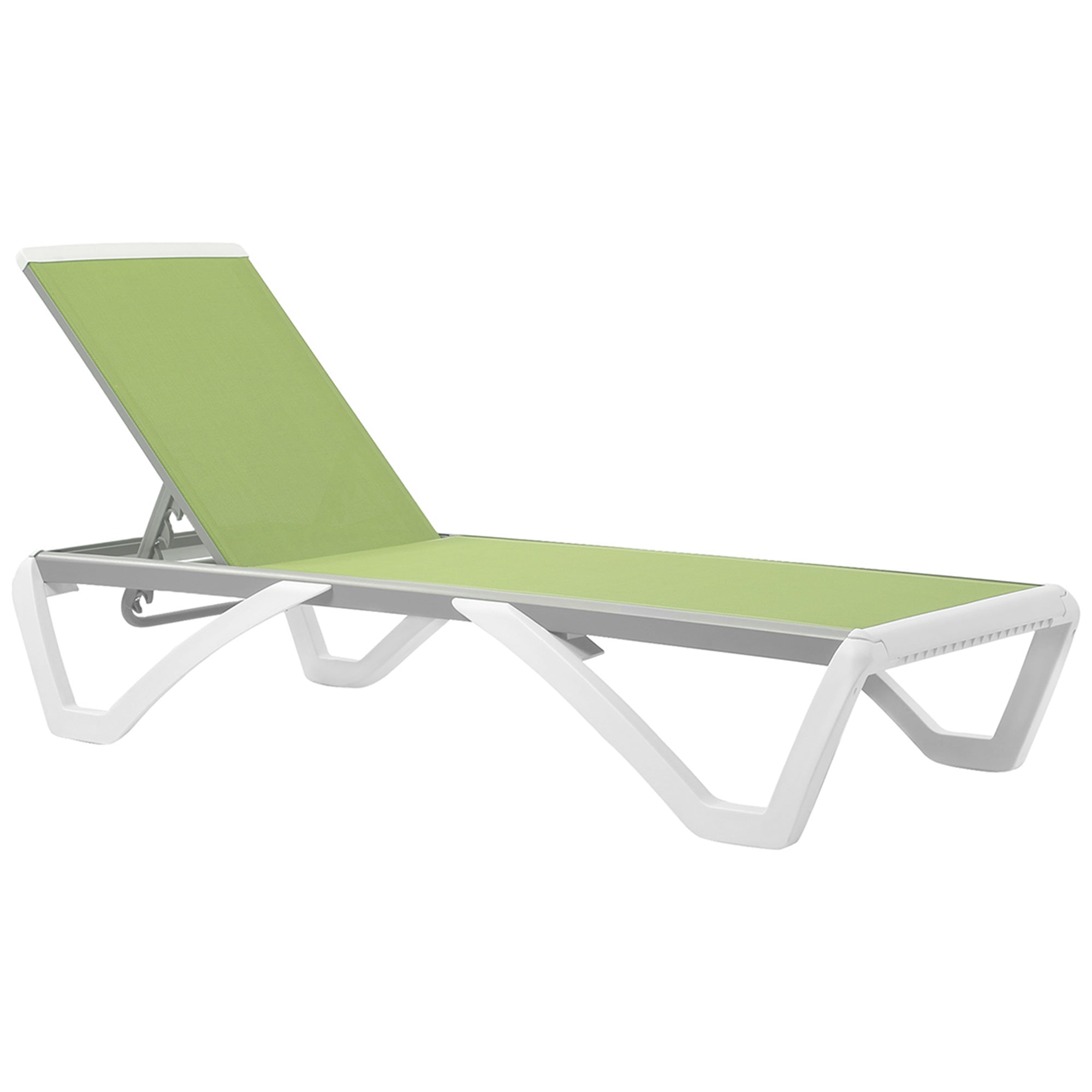 Outsunny Portable Mesh Chaise: Adjustable Outdoor Lounge Chair with Wheels for Breathable Relaxation, Green Hue 