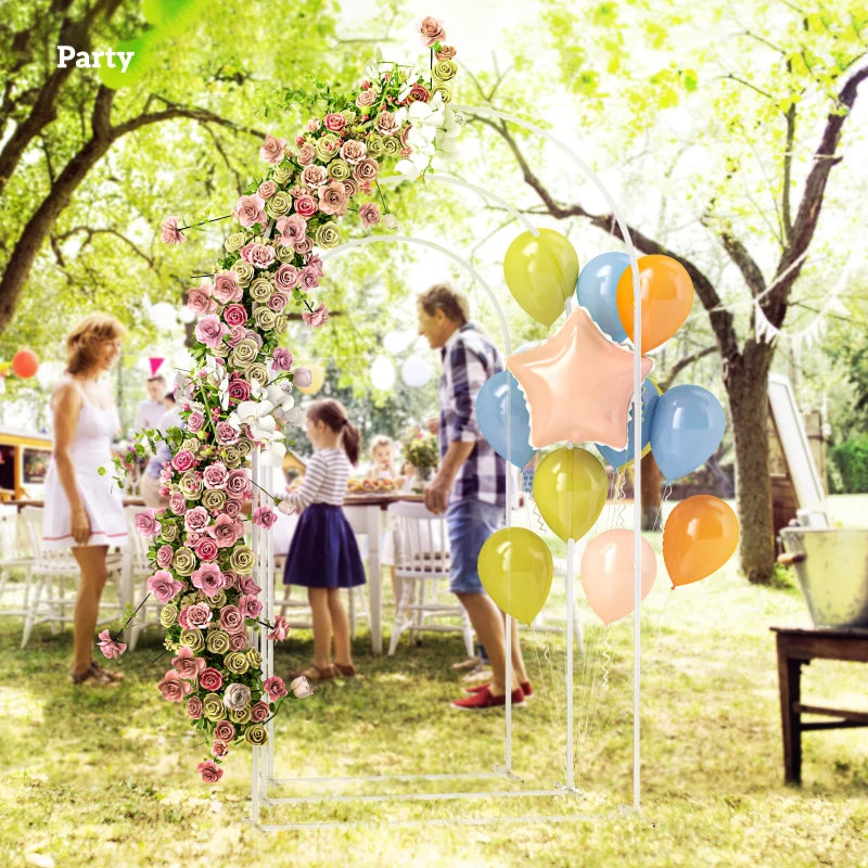 Wedding Arch, 7/6.5/6 ft Metal Balloon Arch Backdrop Stand Set of 3 for Birthday Party, Bridal Shower, White