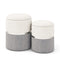 Velvet/Linen Fabric Storage Ottoman Set of 2-Gray