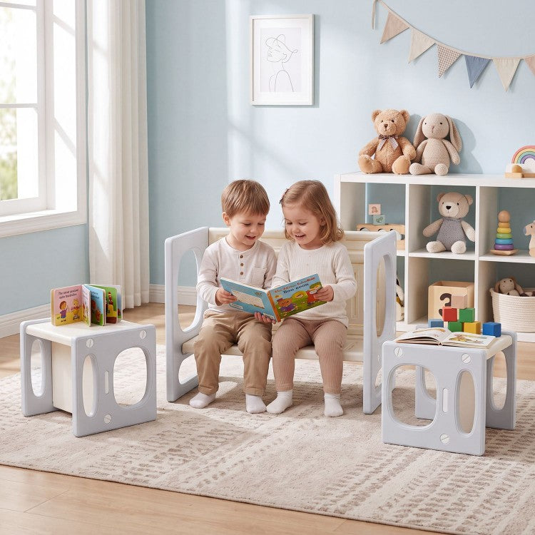 Kids Table & Chairs Set for Toddlers Ages 1-5 – Convertible Activity Table, Desk, Stools & Storage