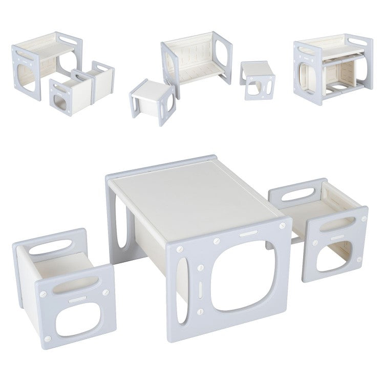 Kids Table & Chairs Set for Toddlers Ages 1-5 – Convertible Activity Table, Desk, Stools & Storage