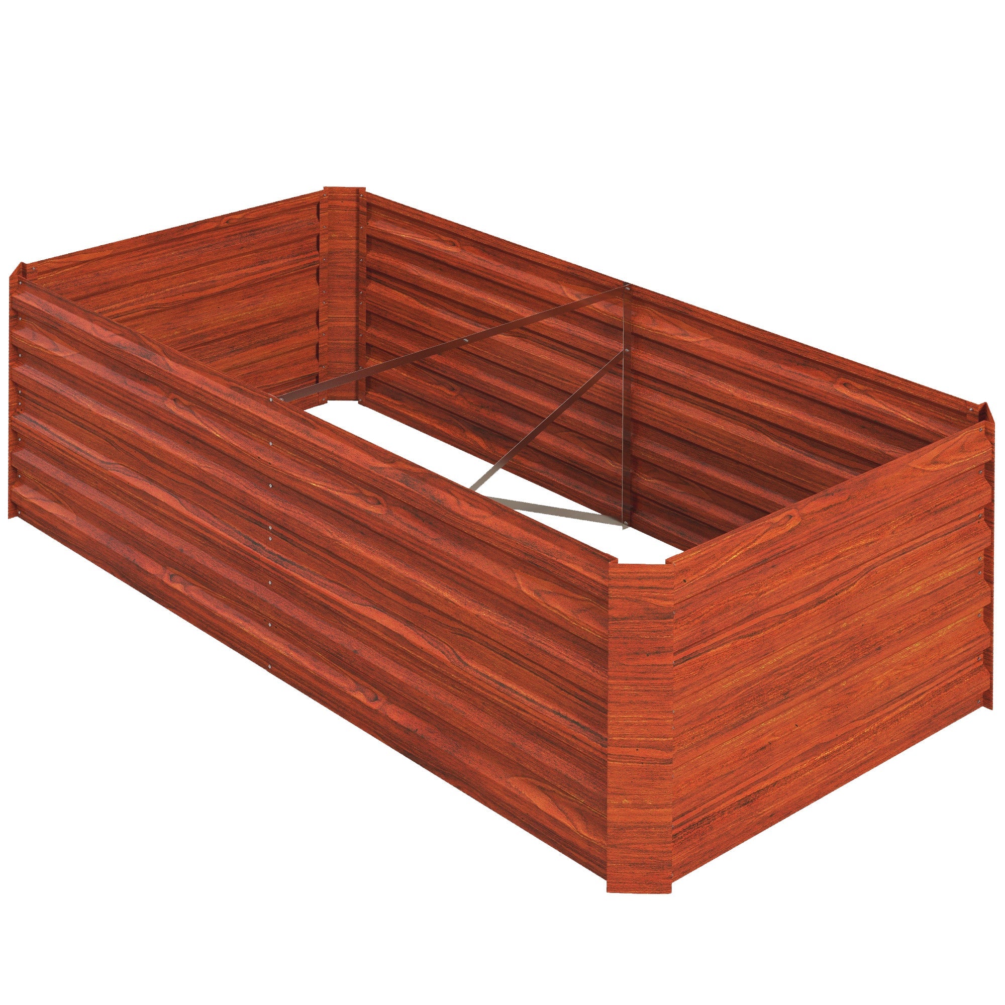 Outsunny Galvanized Raised Garden Bed, Steel Outdoor Planters with Reinforced Rods, 71" x 35" x 23", Rustic Brown 