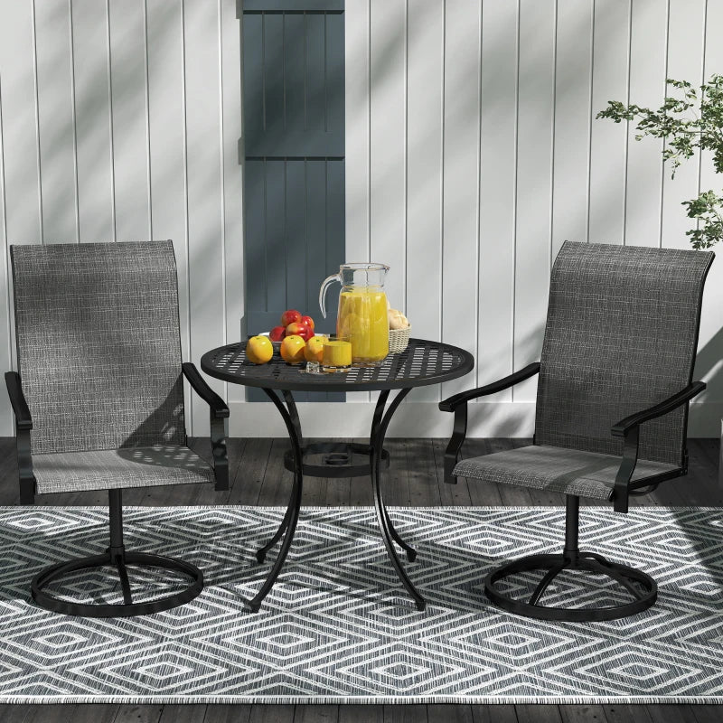 Outdoor Swivel Dining Chairs Set of 2, High Back Swivel Chairs with All Weather Mesh for Deck, Backyard, Poolside, Grey