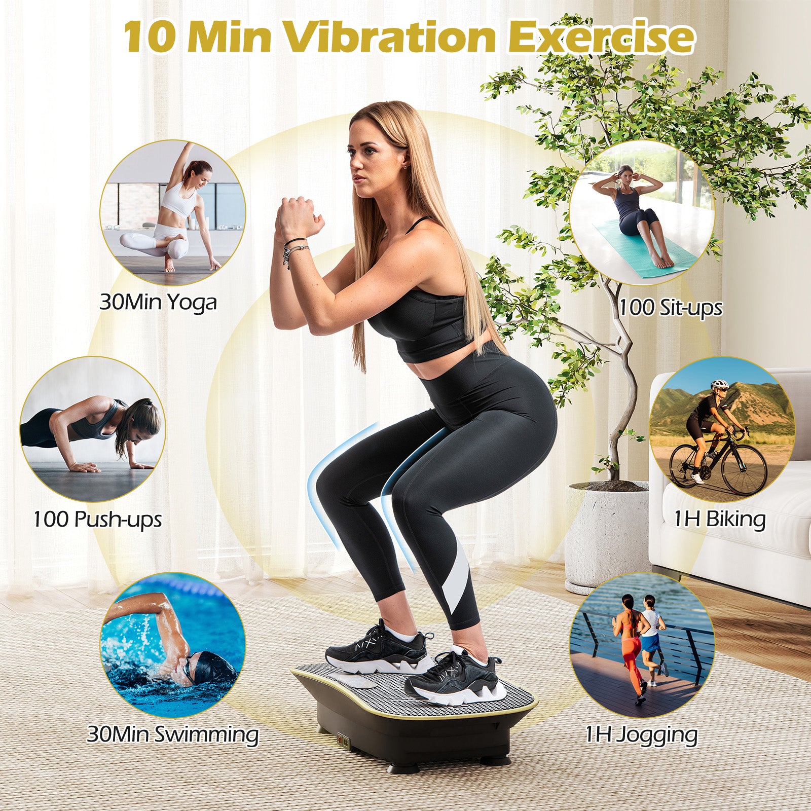 Vibration Plate Exercise Machine for Lymphatic Drainage & Full Body Workouts with 10 Speed Levels