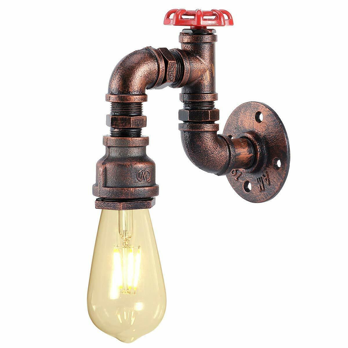 Modern Water-Pipe Wall Sconce Lamp in Rustic Red ~1588 