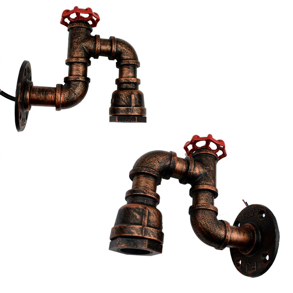 Modern Water-Pipe Wall Sconce Lamp in Rustic Red ~1588 