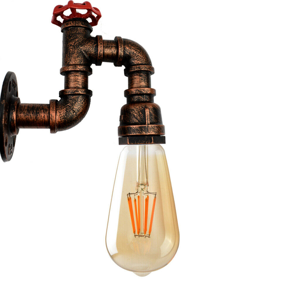 Modern Water-Pipe Wall Sconce Lamp in Rustic Red ~1588 