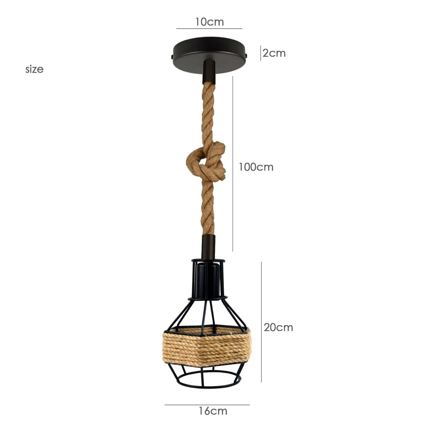 Hemp Rope Hanging Pendant Light with FREE BULB ~1063 
